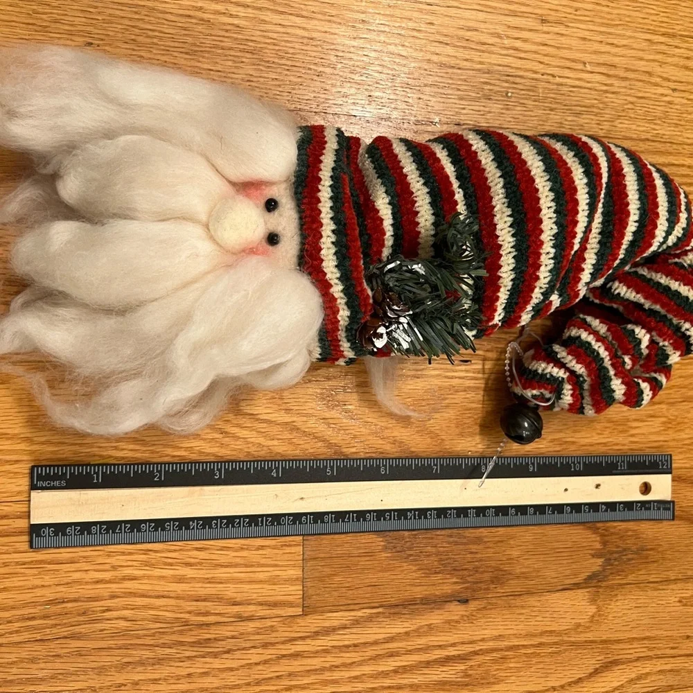 Large Vintage Striped Red and White Santa Gnome Decoration ornament